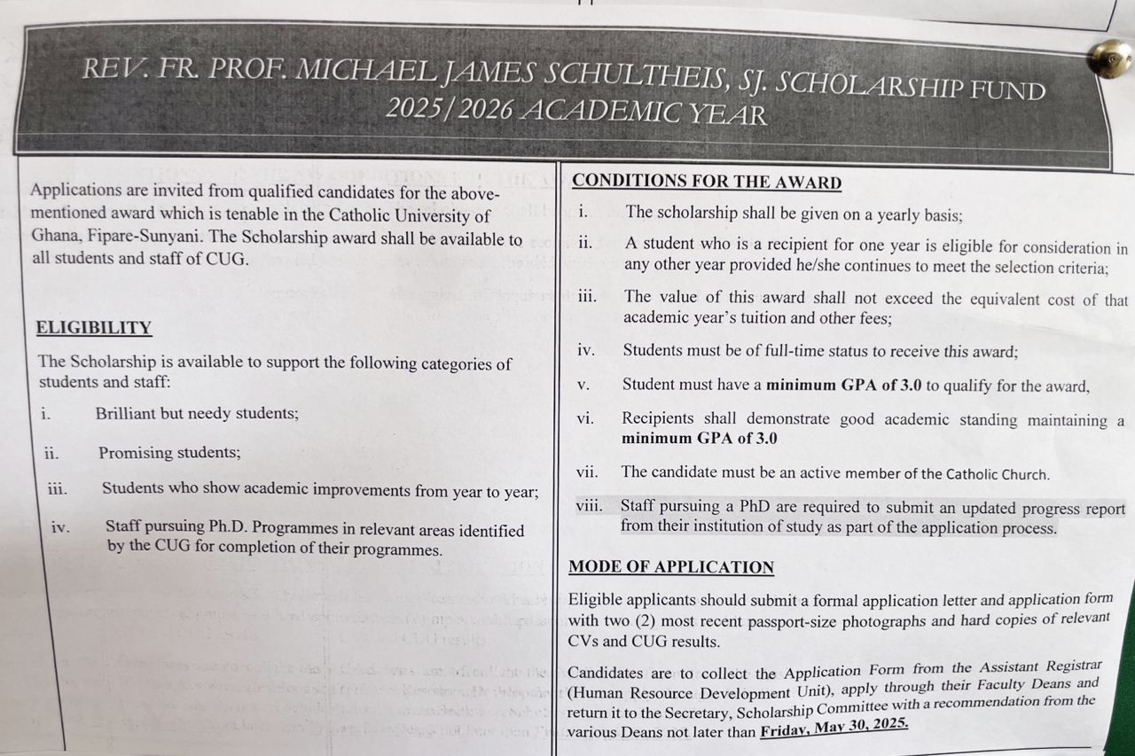 Apply Now: Rev. Fr. Prof. Michael James Schultheis, SJ Scholarship Fund for 2025/2026 Academic Year